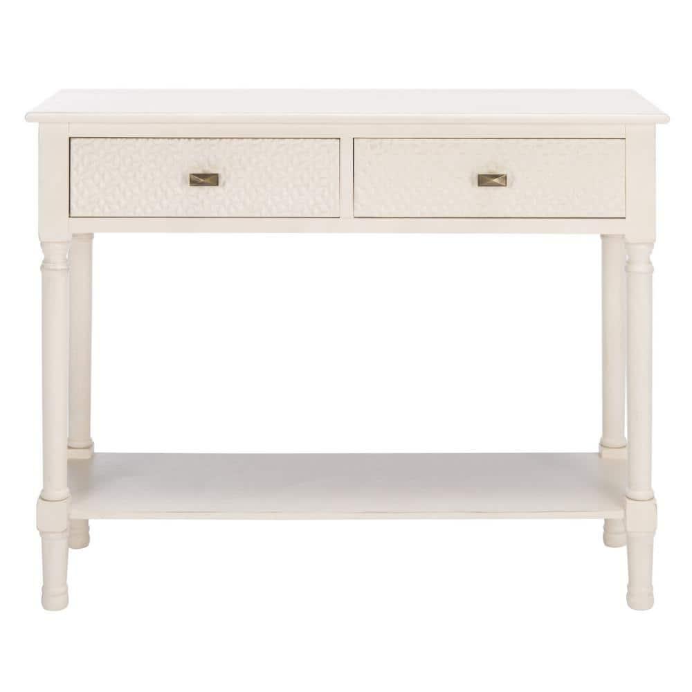 SAFAVIEH Halton Modern 2 Drawer Console Table, Distressed White