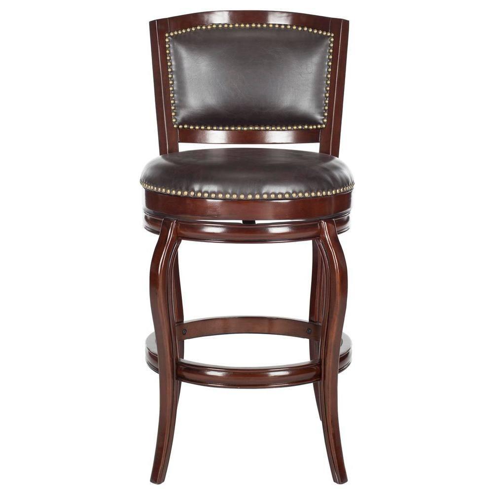 SAFAVIEH Pasquale Industrial Swivel Bar Stool with Footrest, Sierra/Brown