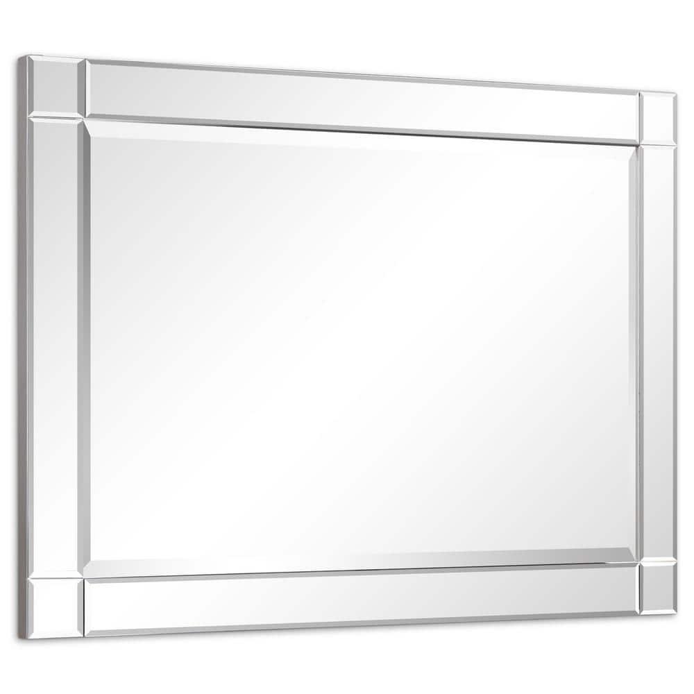 Empire Art Direct Moderno Squared Corner Beveled Rectangle Wall Mirror, Solid Wood Frame, 1"-Beveled Center Mirror, Ready to Hang - Clear 30 in. x 40