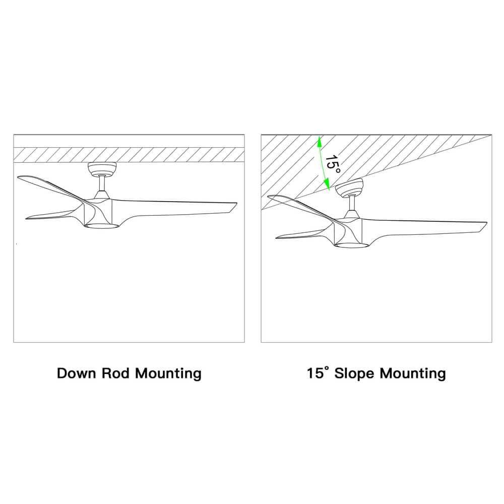 54" Modern Ceiling Fan with 3 Solid Wood Blades, 6 Speeds, Remote Control, 3 Color Dimmable LED Light, Intelligent Control Ceiling Fan