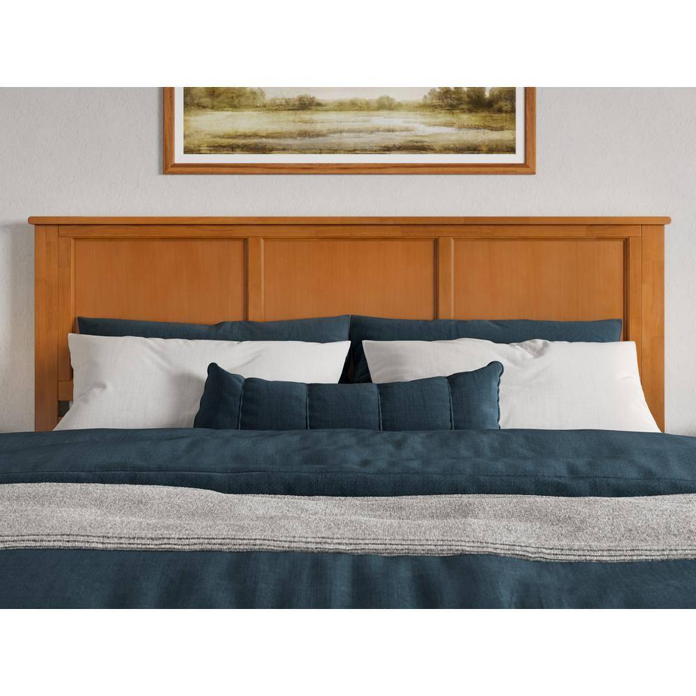 AFI Charlotte King Wood Low Profile Platform Bed with Matching Footboard, Light Toffee