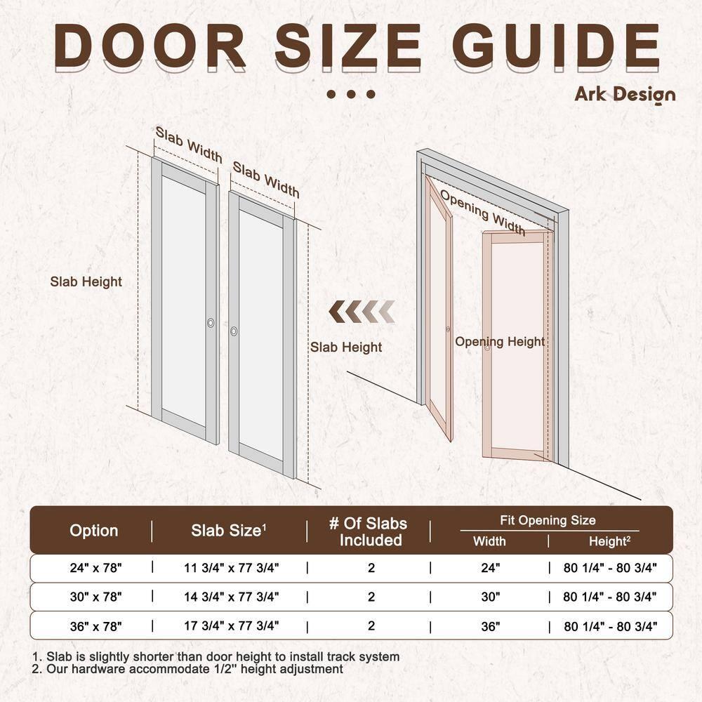 DOOOLI Glass Bifold Door - 3 Lite Transparent Glass Design With Bifold Door Lock & T Shape Handle
