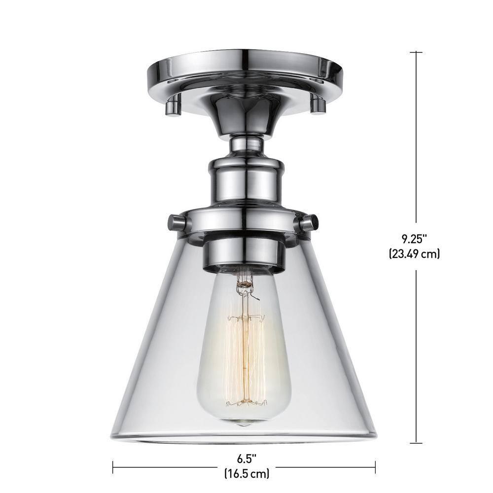 Globe Electric Mercer 1-Light Chrome Flush Mount Ceiling Light 65726