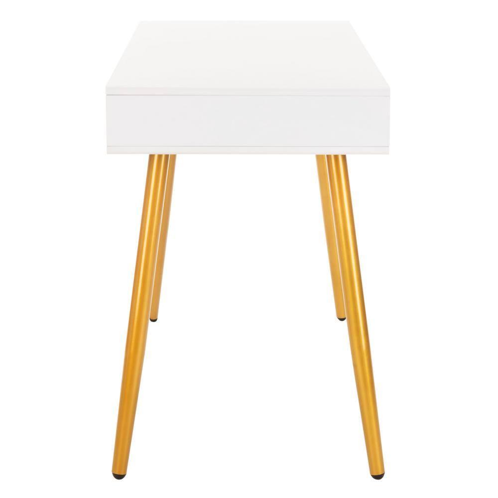 Jorja 1 Drawer 1 Shelf Desk - DSK2200 - White/Gold - Safavieh