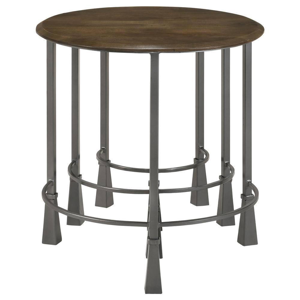 Coaster Deja 3-Piece Round Wood Top Nesting Table in Gunmetal/Natural