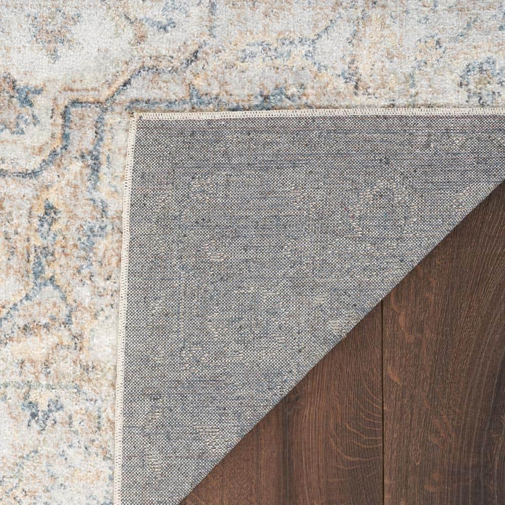 Nourison Astra Machine Washable Vintage Medallion Indoor Rug Silver Grey 6'7" x 9'