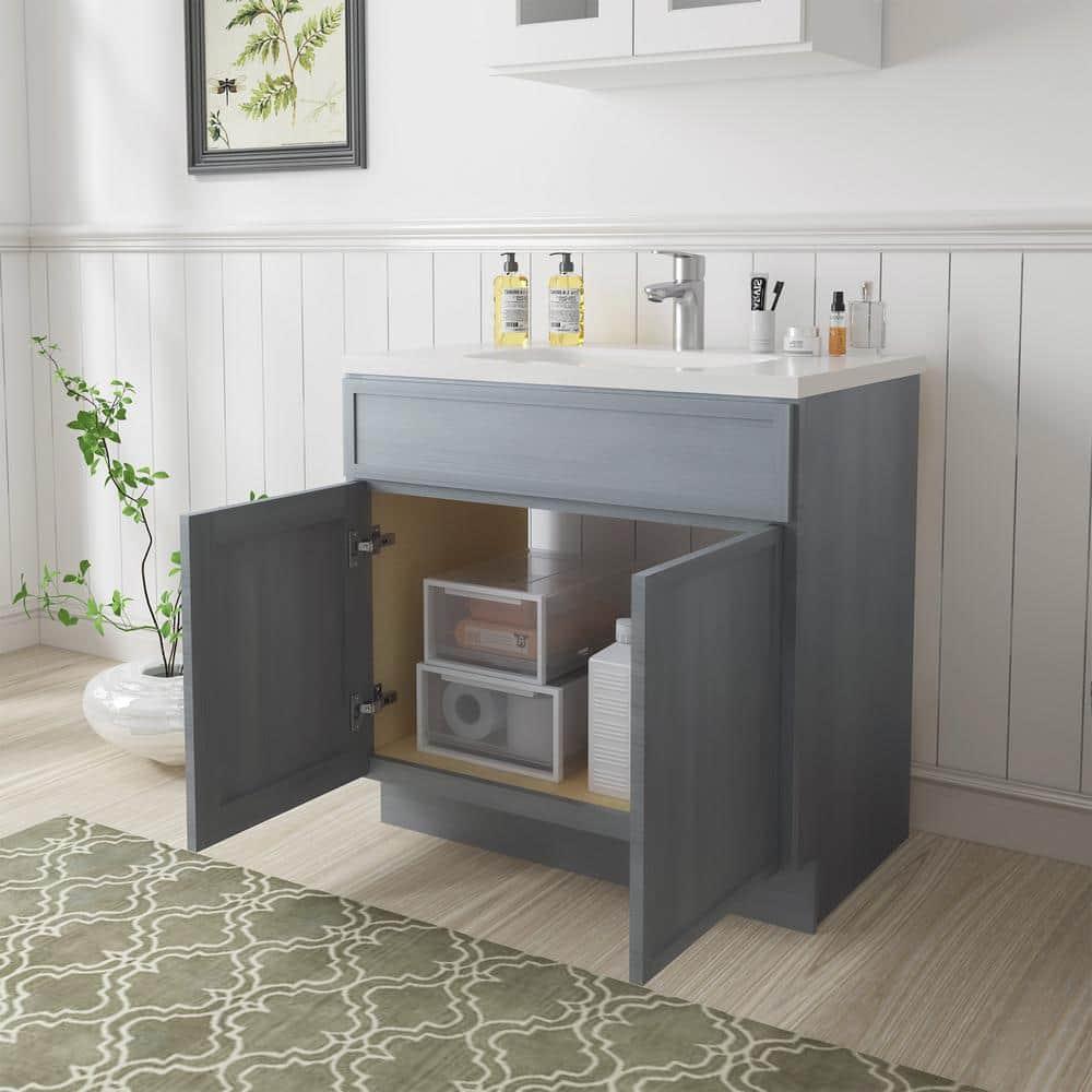 36" W Birch Plywood Freestanding Single Base Storage Cabinet with Soft Close Door