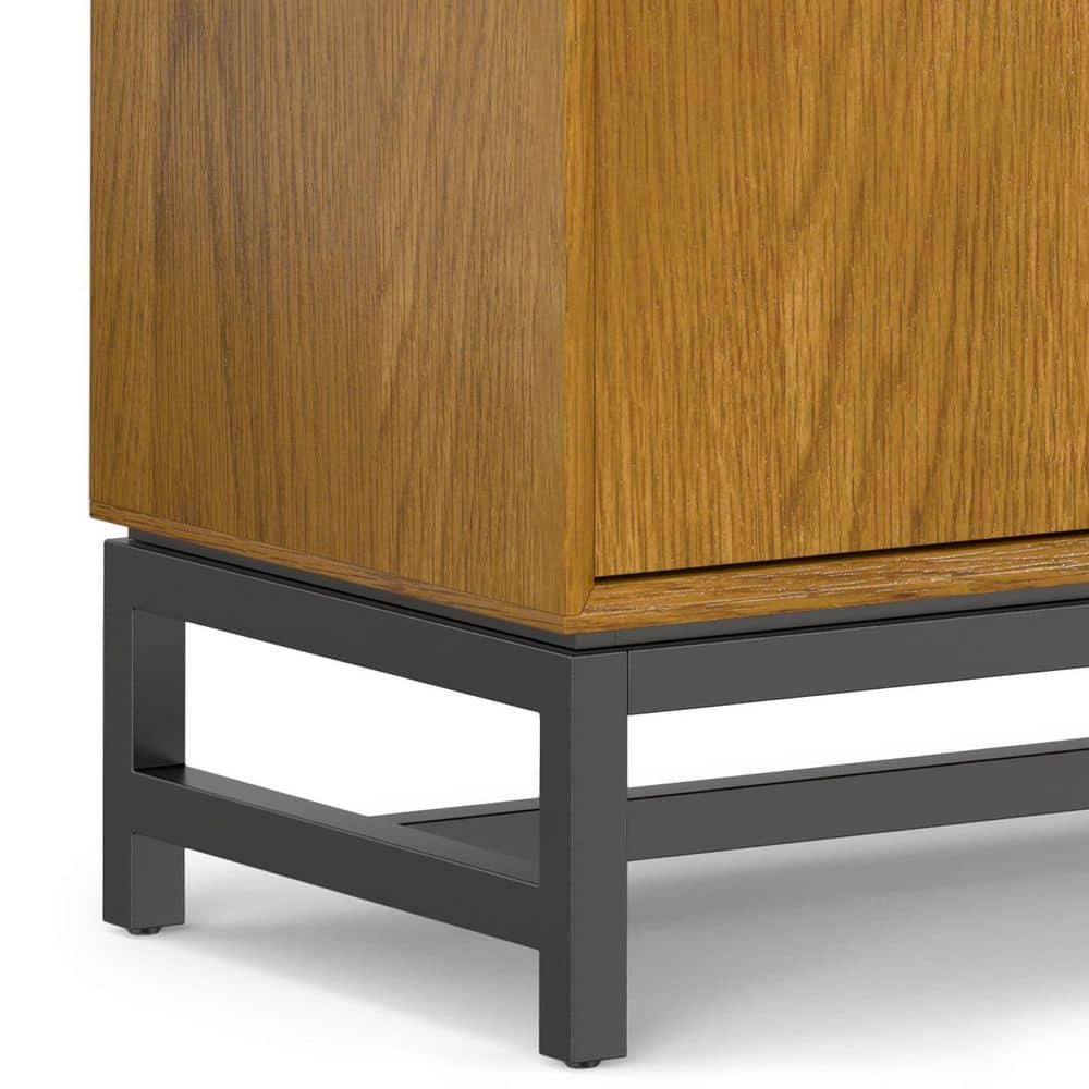 Simpli Home Banting 60"W Solid Wood Industrial 2-Door Sideboard Buffet with 4 Center Drawers