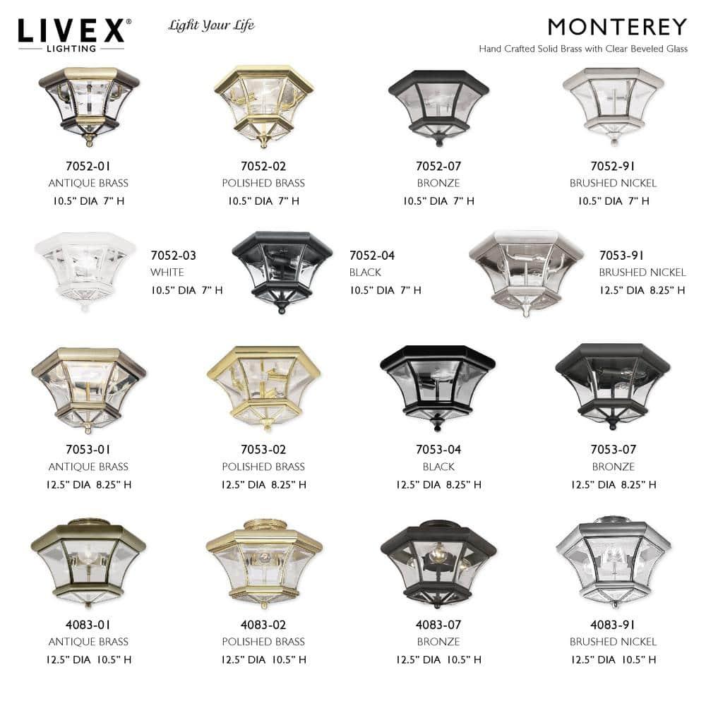 Livex Lighting Monterey Ceiling Mount in Antique Brass
