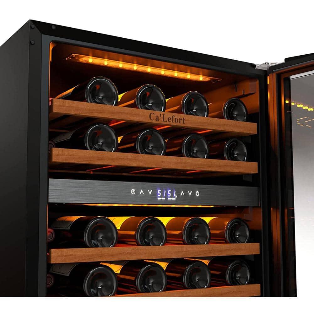 Ca'Lefort 15 Inch Beverage Refrigerator - 80 Can Small Beverage Fridge, Drink Fridge Glass Door 3 LED 34°F -54°F Beverage Cooler Built-in or Freestanding, Perfect for Home/Kitchen(3.0 cu.ft)