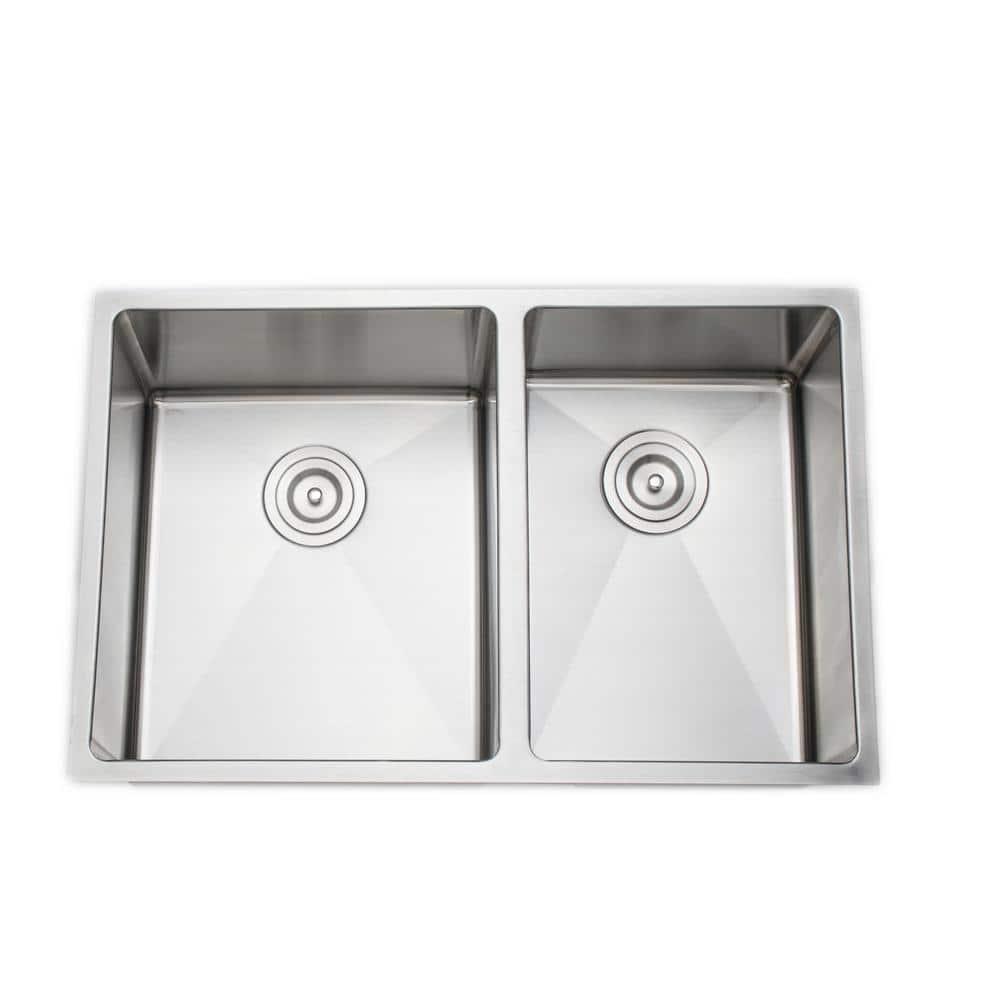 Wells Sinkware CSU3020-97 Chef's Series 30'' L Undermount Double Bowl Stainless Steel Kitchen Sink
