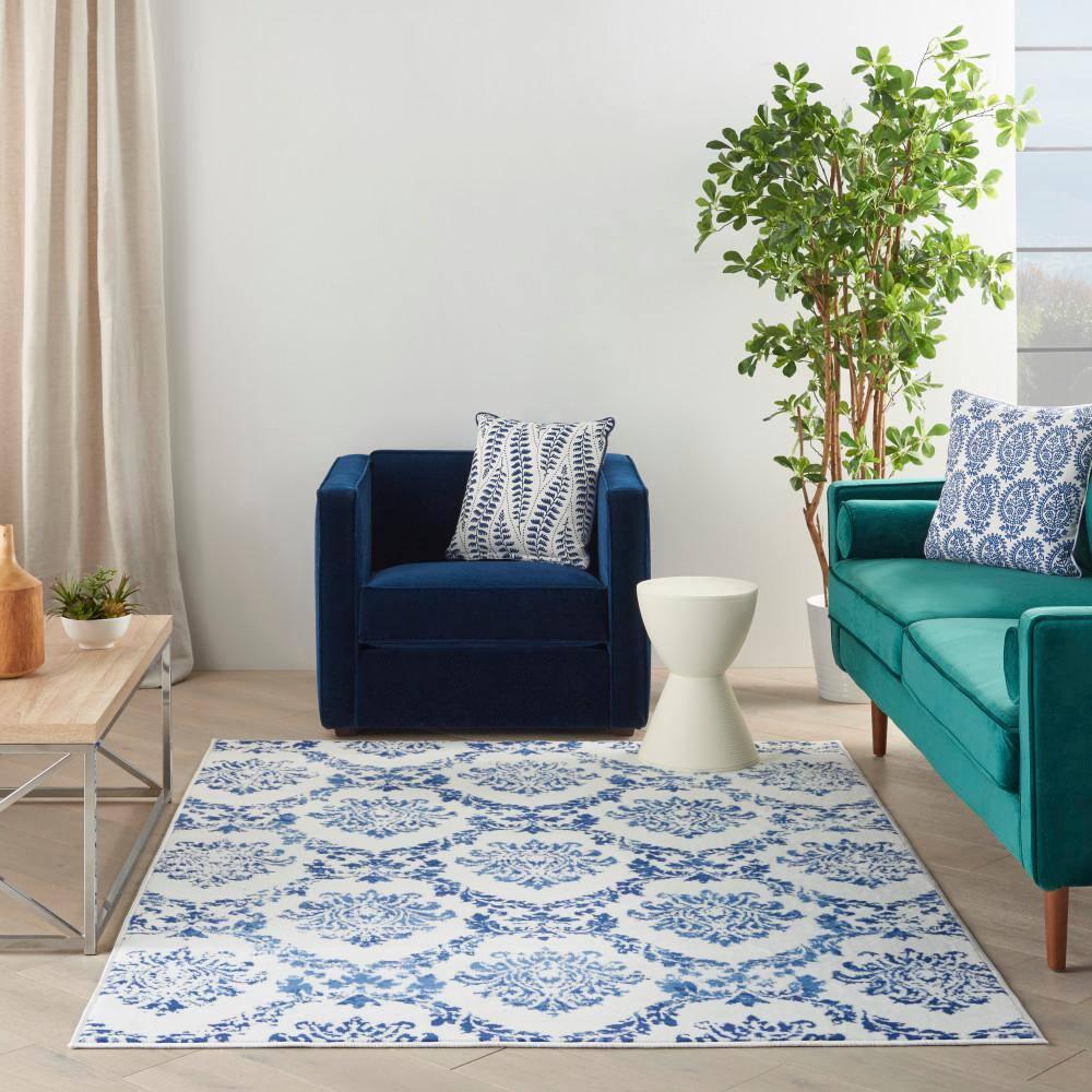 Nourison Whimsicle WHS01 Indoor only Area Rug - Ivory Navy 4' x 6'