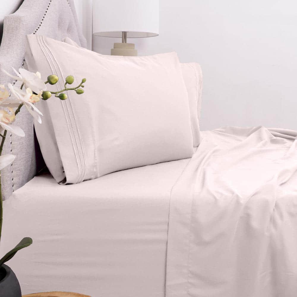 4 Piece Sheet Set, Ultra Soft 1800 Series Collection - King, Pale Pink