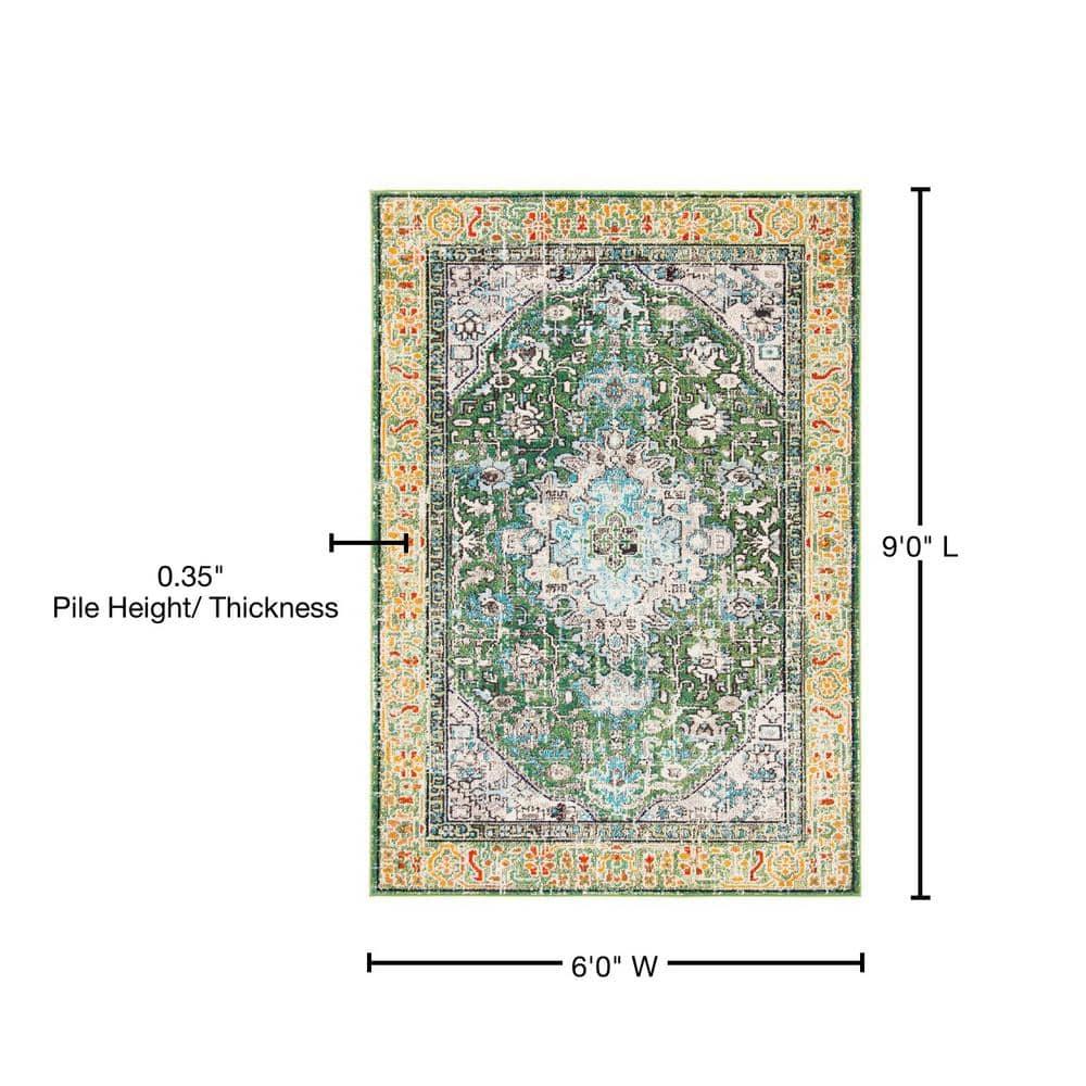 Madison MAD474 Power Loomed Indoor Area Rug - Green/Turquoise - 6'x9' - Safavieh