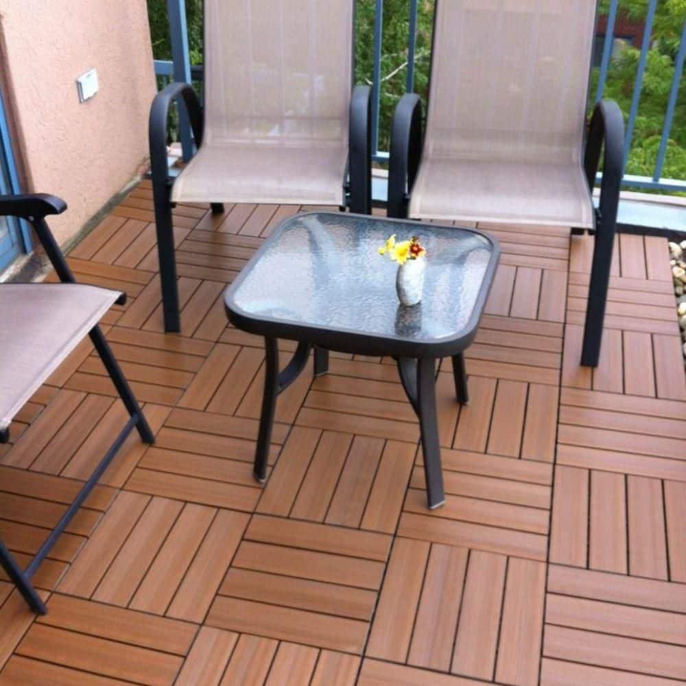 UltraShield Naturale 1 ft. x 1 ft. Quick Deck Outdoor Composite Deck Tile in Peruvian Teak (10 sq. ft. Per Box)