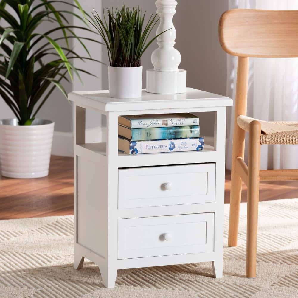 Baxton Studio Karsen Modern and Contemporary White Finished Wood 2-Drawer Nightstand,Wholesale Interiors