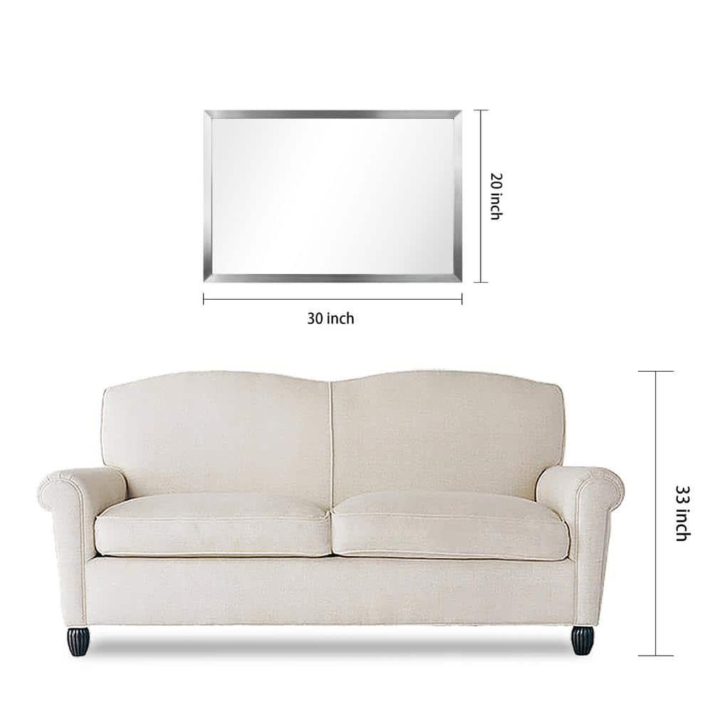 Empire Art Direct Contempo Brushed Silver Stainless Steel Frame Rectangle Wall Mirror, 20" x 30" x 1", Ready to Hang