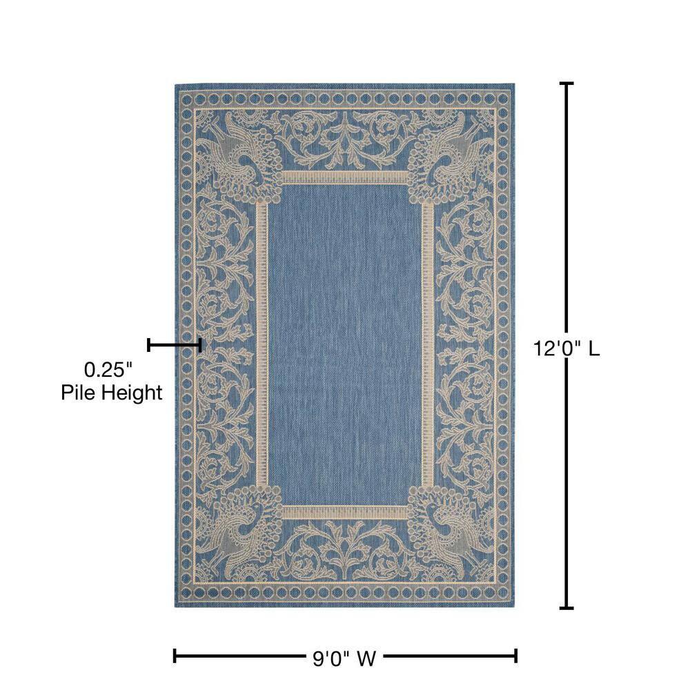 SAFAVIEH Courtyard Cooper Floral Indoor/Outdoor Area Rug, 9' x 12', Blue/Natural
