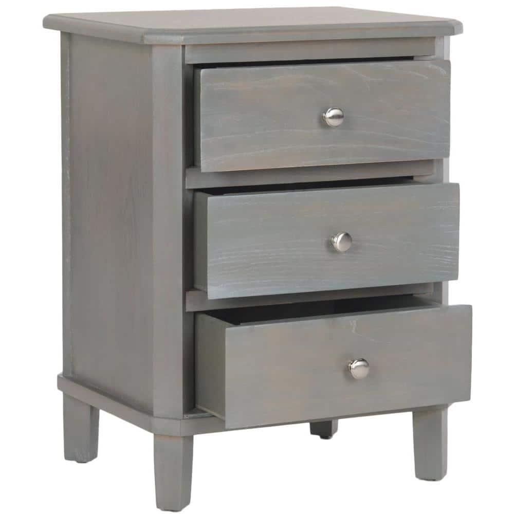 Joe Nightstand with Storage Drawers - Ash Grey - Safavieh.