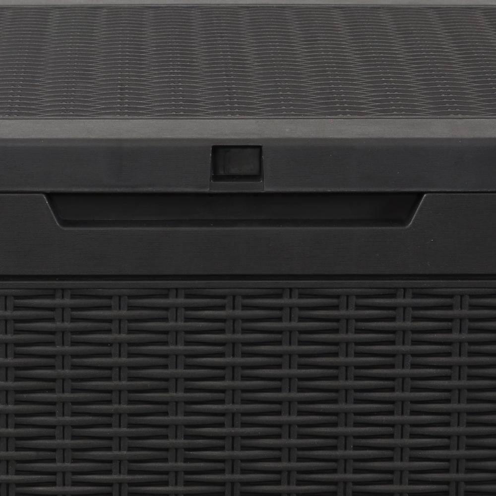 Sunnydaze Outdoor Deck and Patio Storage Box with Rattan Design - 100 Gal. - Phantom Gray