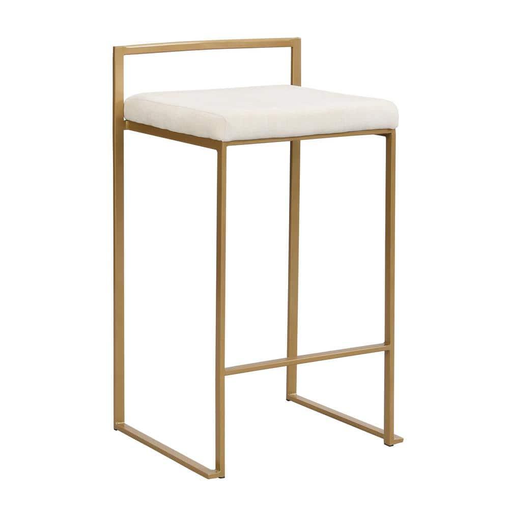 Carolina Living Lucien 25.25" Upholstered Counter Stool - Gold - Cream Upholstery