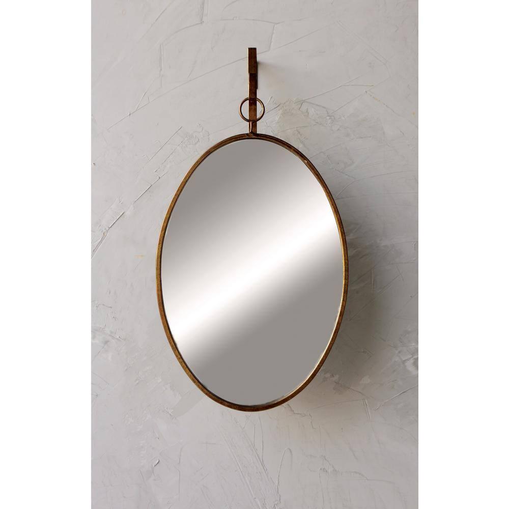 16 in. W x 26 in. H Framed Distressed Gold Decorative Mirror