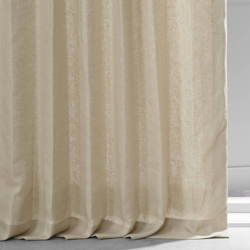 HPD HALF PRICE DRAPES French Linen Curtains 120 Inches Long Room Darkening Curtains for Bedroom & Living Room 50 X 120, (1 Panel), Walnut Beige