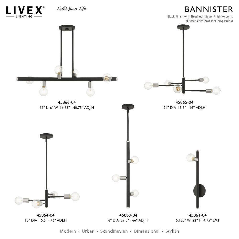 Livex Lighting - Bannister - 6 Light Linear Chandelier in Mid Century Modern