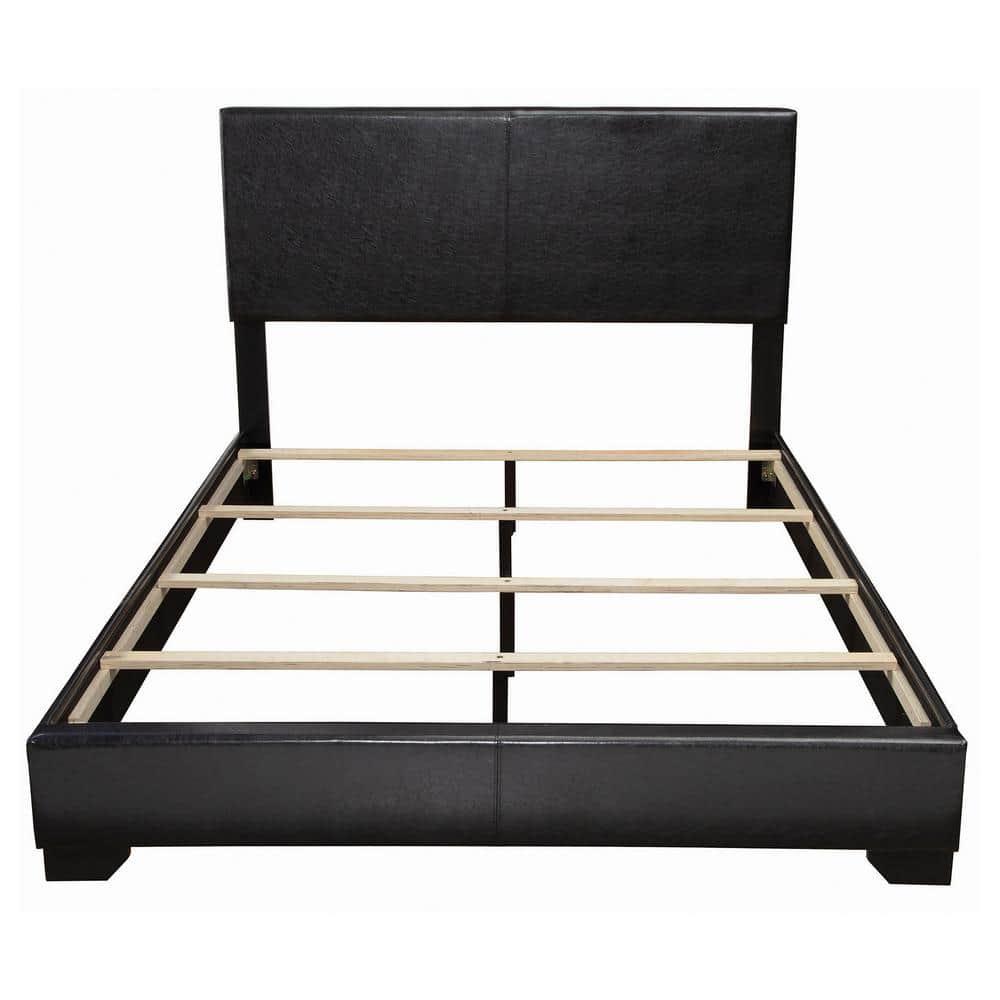 Coaster Conner Queen Faux Leather Upholstered Panel Bed Black