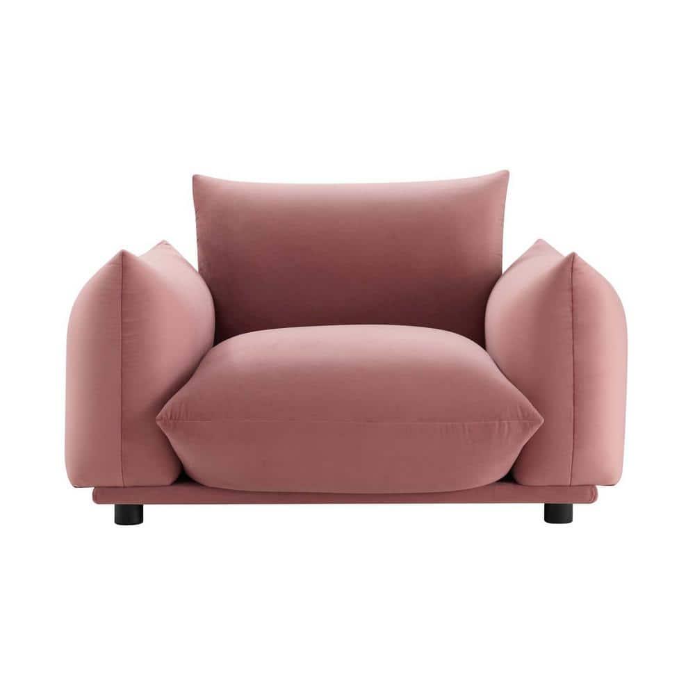 Modway Copious Performance Velvet Armchair in Dusty Rose