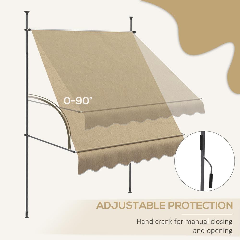 Outsunny D Polyester Cover Retractable Patio Awning