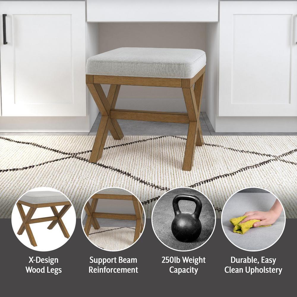 Hillsdale Furniture 18.5" Somerset Backless Wood Vanity Stool Fog: Padded Ottoman Bench, Polyester Upholstery