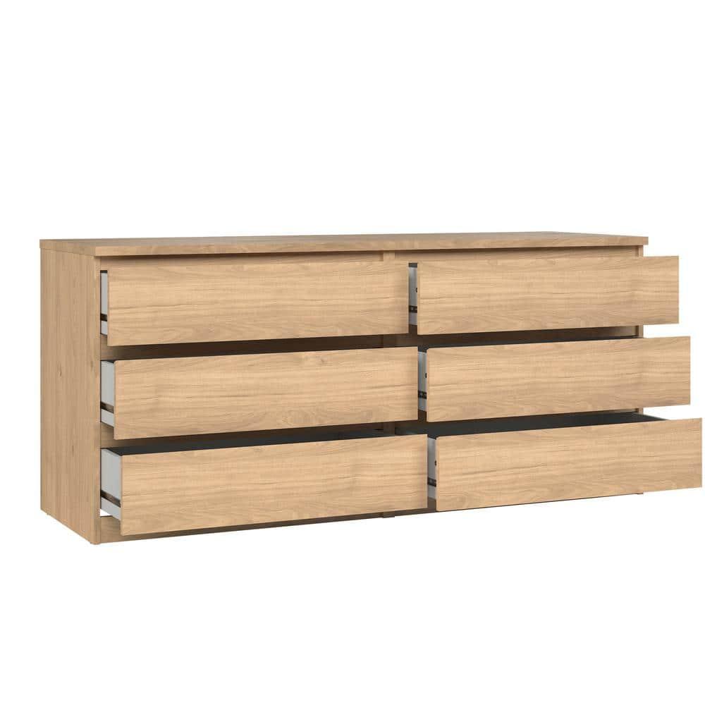 Tvilum Scottsdale 6 Drawer Double Dresser, Jackson Hickory