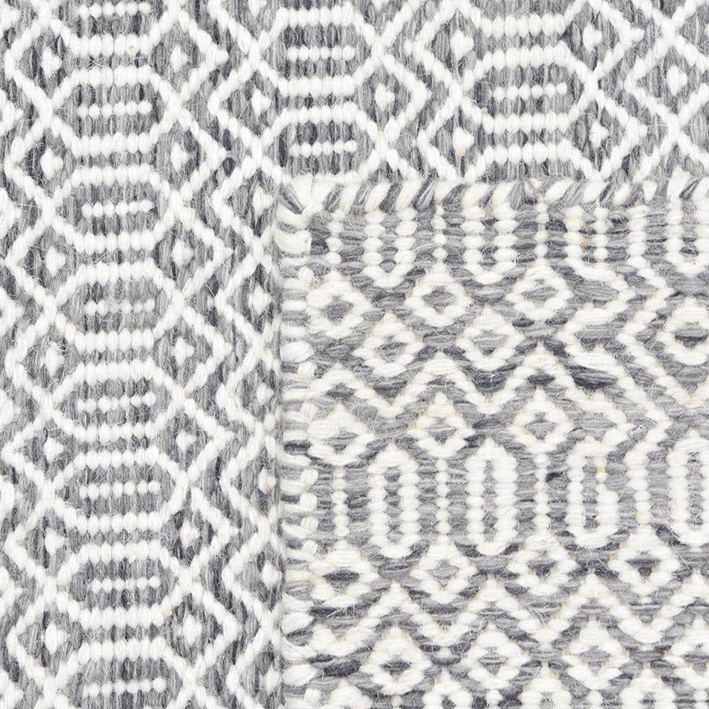 Slate Geometric Flat Woven Wool 9' x 12' Area Rug