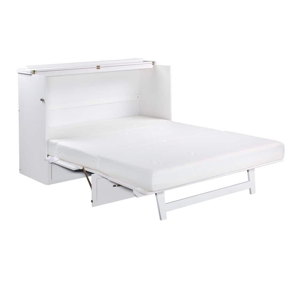 Queen Deerfield Murphy Bed Chest with Charging Station White - AFI: Space-Saving, Fold-Out Mattress, Elegant Design