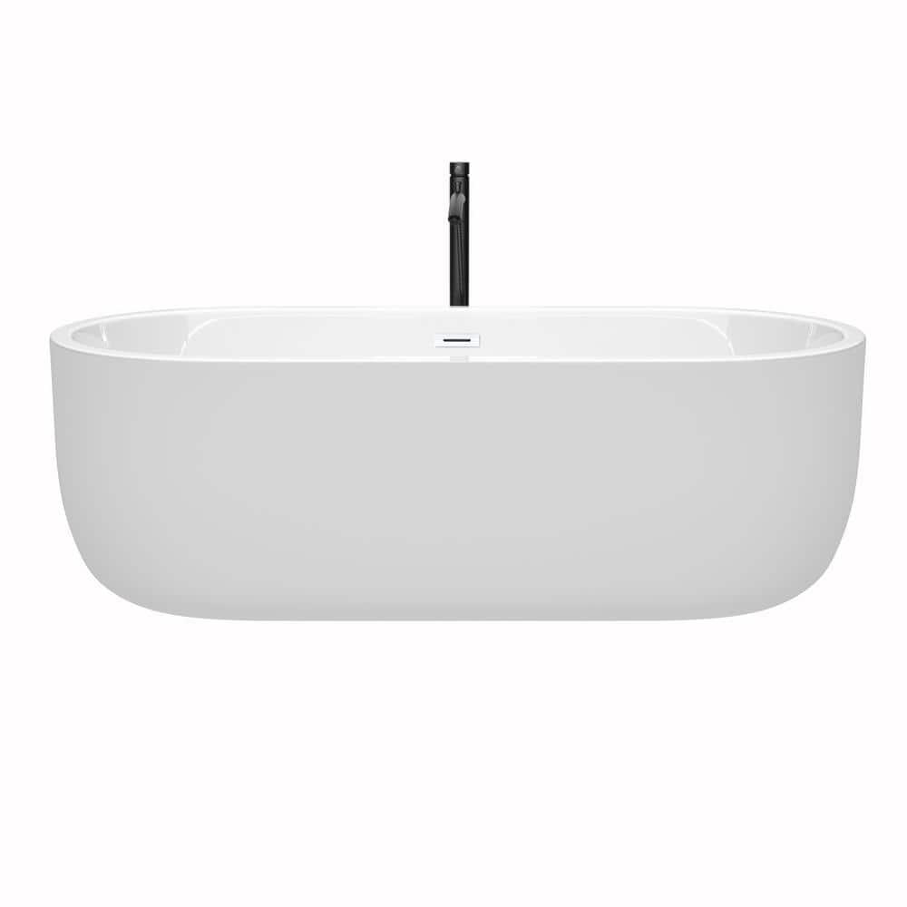 Wyndham Collection WCOBT101371SWATPBK Juliette 71'' x 31.5'' Freestanding Soaking Acrylic Bathtub with Faucet