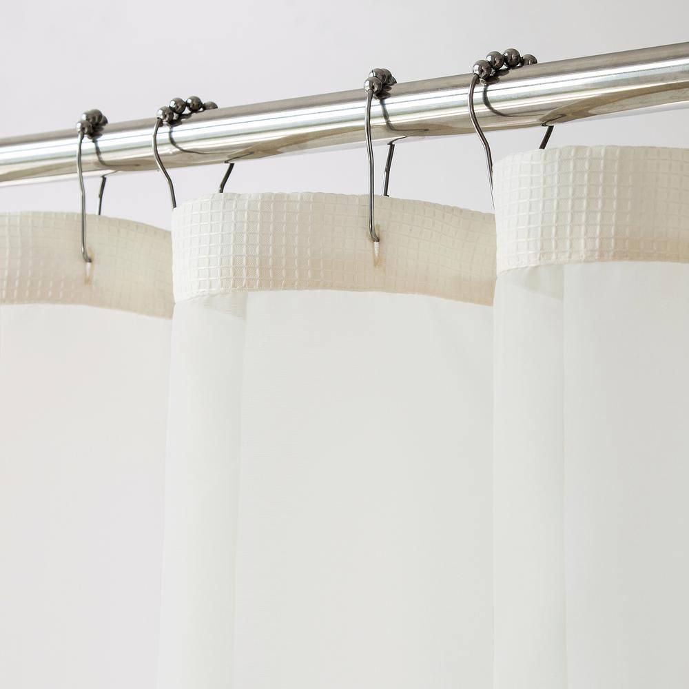 Dainty Home Complete Shower Curtain With Detachable Liner - Ivory