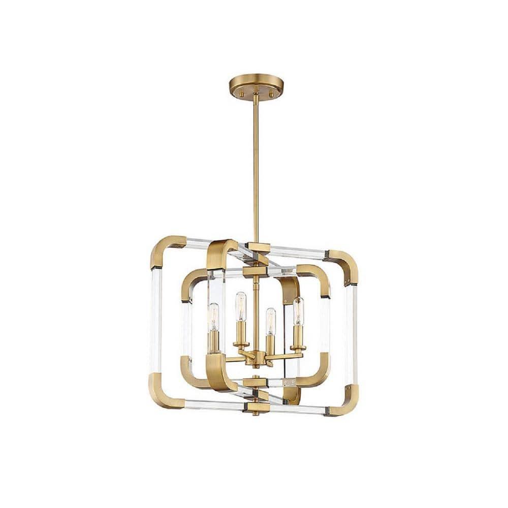 Savoy House Rotterdam 4 - Light Semi-Flush Mount in Warm Brass