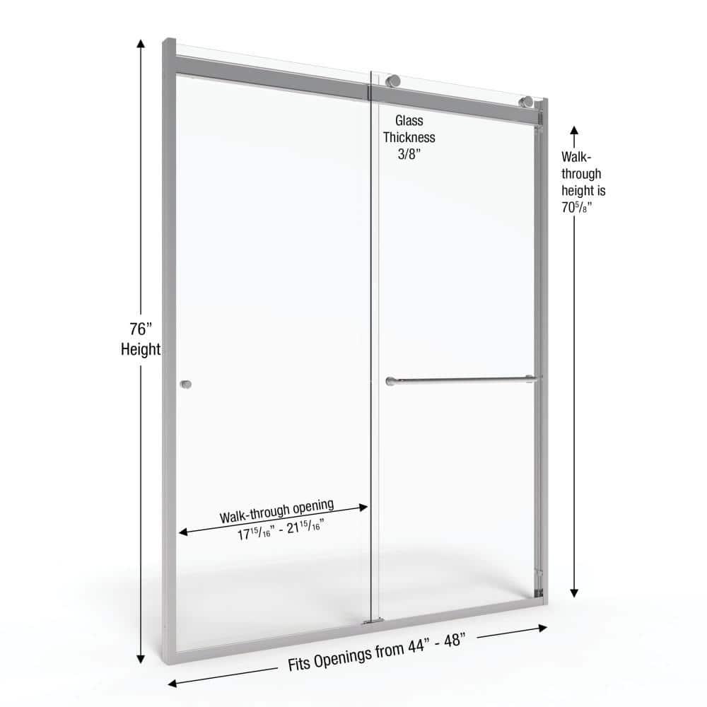 Basco Rotolo 44" W X 76" H Bypass Semi-Frameless Shower Door RTLA05A4876CLSV