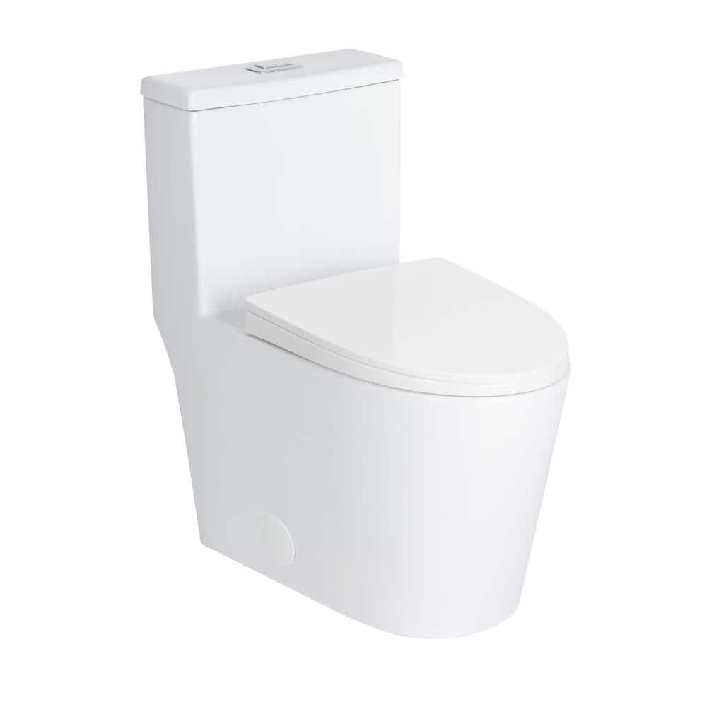 17" Comfort Height StandardToilet, Dual-Flush Modern Elongated One-Piece Toilet with Glazed Surface (Seat lncluded)