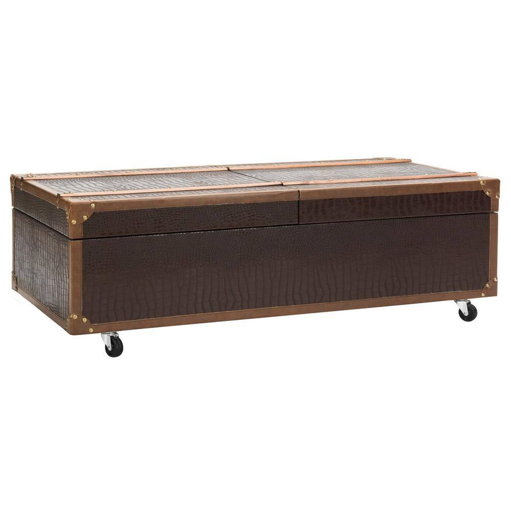 SAFAVIEH Zoe Modern Animal Print Storage Coffee Table with Wine Rack, Brown