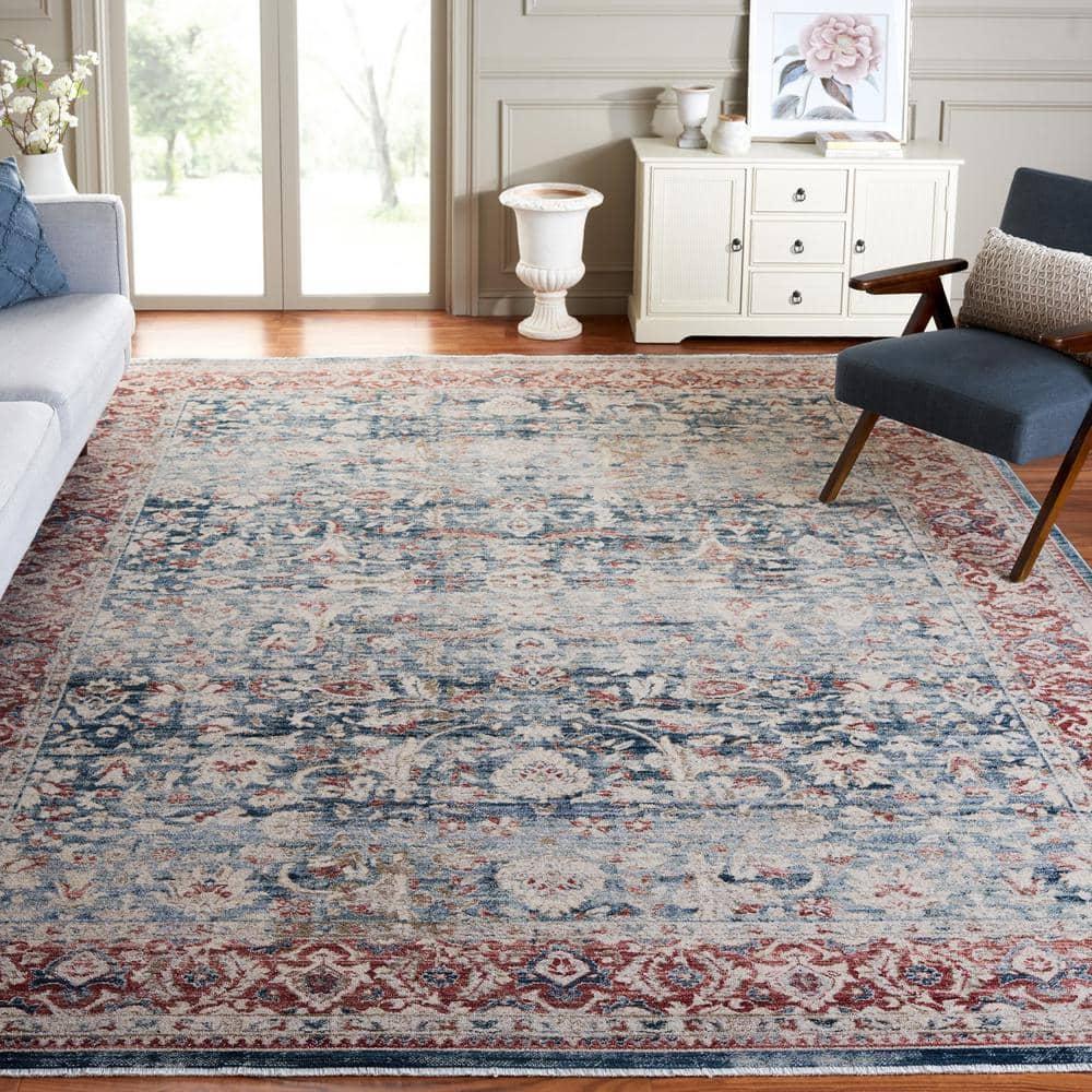 Antique Patina ANP640 Machine Made Loomed Area Rug - Blue/Rust - 5'-3" X 7'-7" - Safavieh
