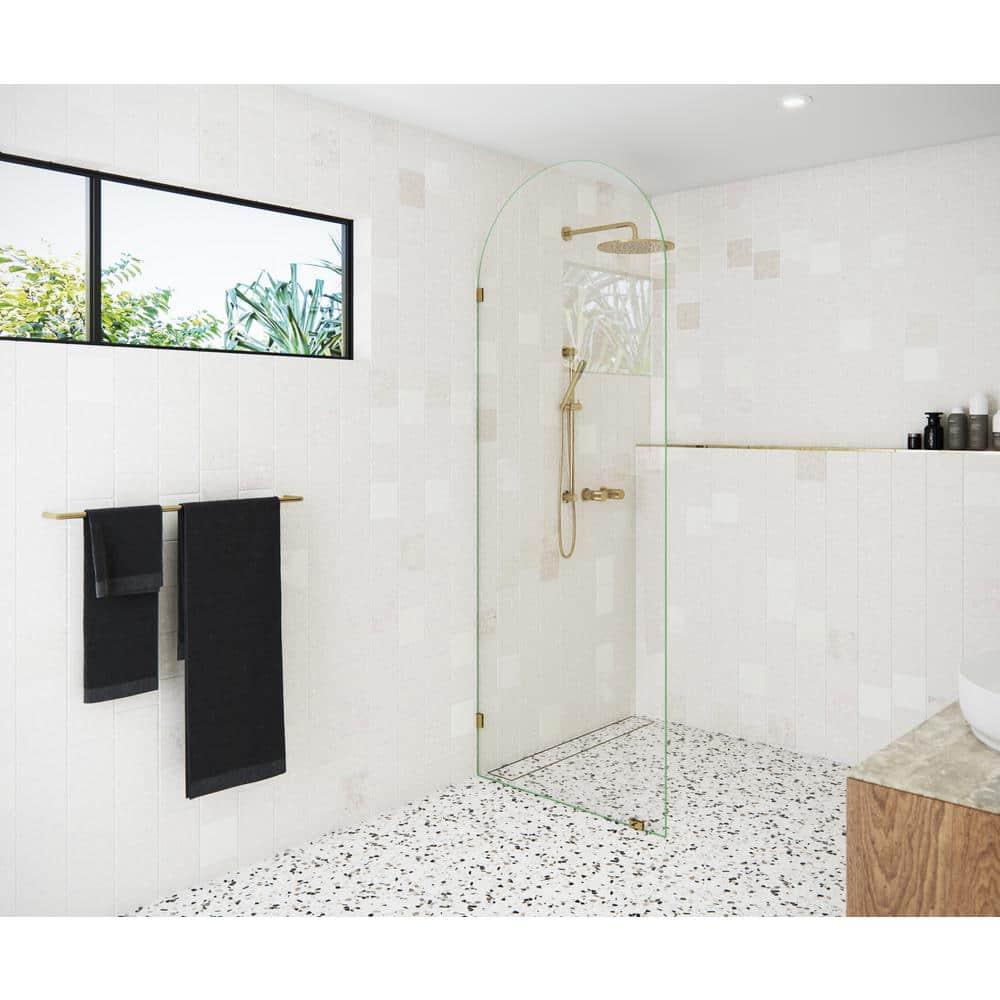 Venus 32 in. x 86.75 in. Fully Frameless Arched Single Fixed Shower Panel