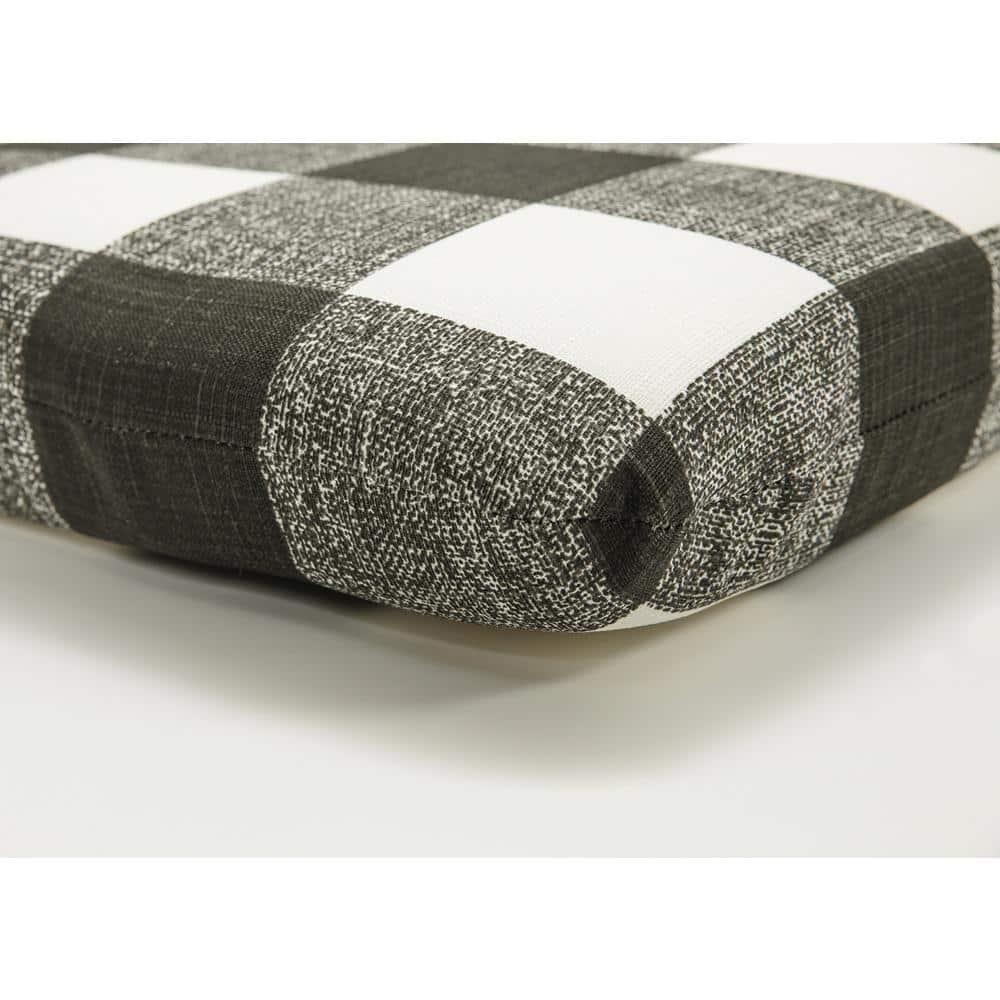 Anderson Rounded Corners Outdoor Chair Cushion Black - Pillow Perfect: Weather-Resistant Patio Seat with Ties