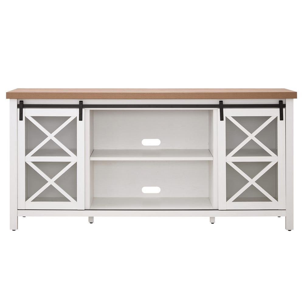 68" White and Golden Oak TV Stand - Henn&Hart