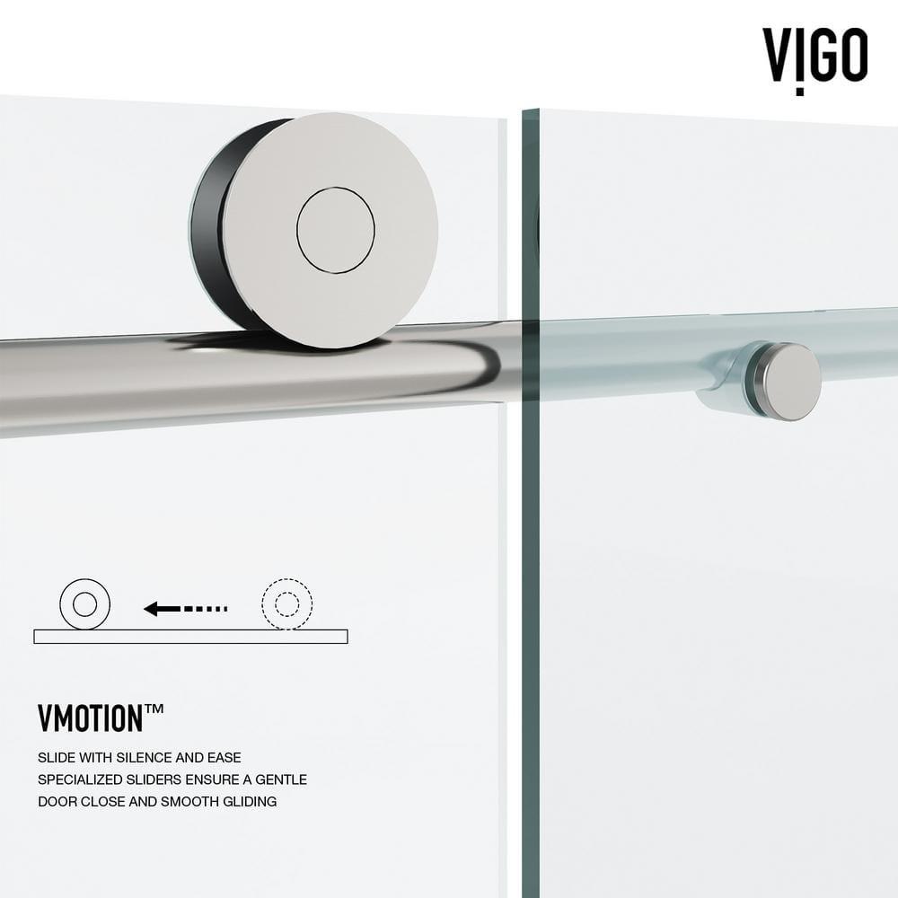 Elan 68-72" W x 76" H Sliding Frameless Shower Door with 3/8" Clear Glass