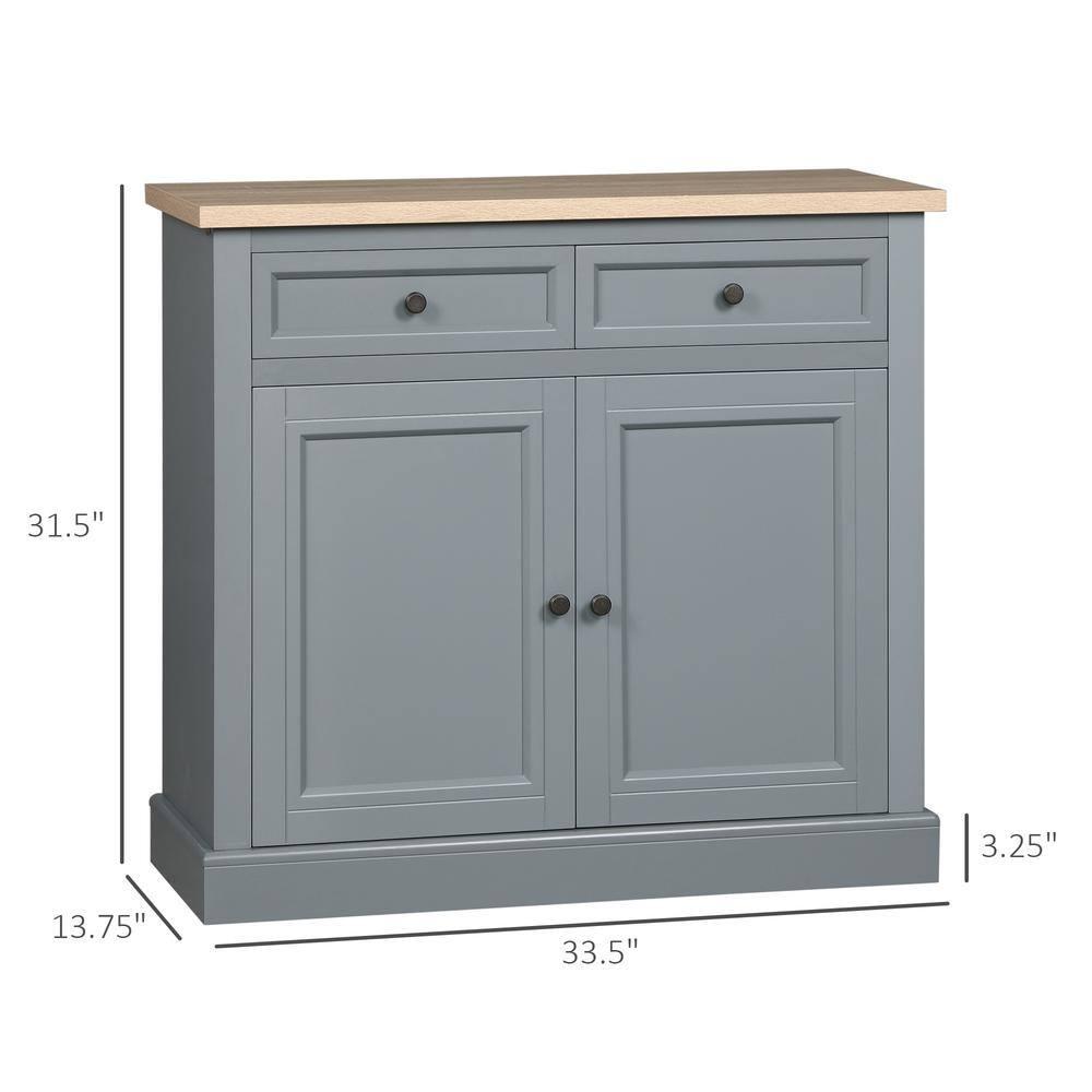 HOMCOM Sideboard Buffet Cabinet with Storage Drawers, 2 Door Kitchen Storage Cabinet with Adjustable Shelves, Coffee Bar for Living Room, Dark Gray