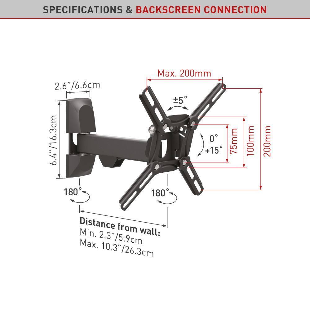Barkan 13" - 43" Full Motion TV Wall Mount - Extension, Swivel & Tilt