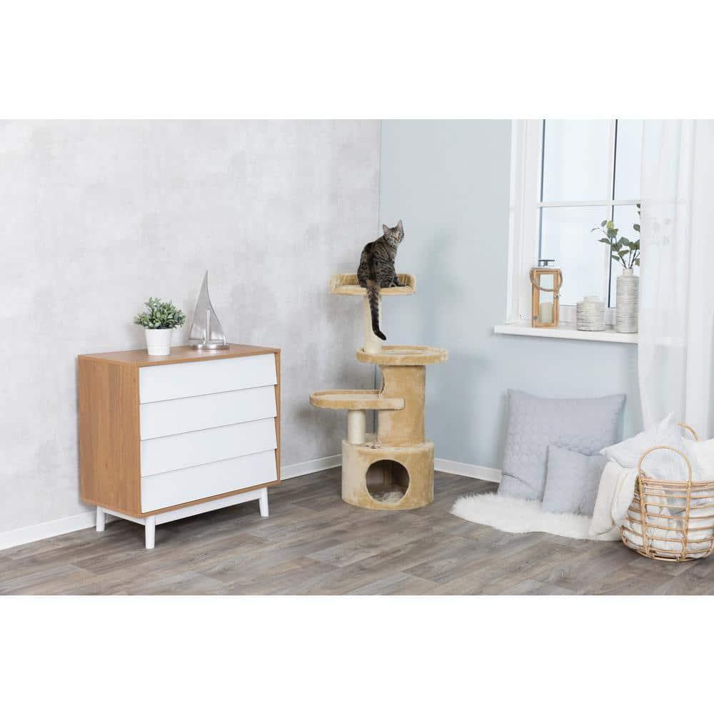 TRIXIE TRIXIE Oviedo 41" Cat Tree, 3-Level Cat Tower, Sisal Scratching Posts, Plush Condo, Tunnel, Platforms
