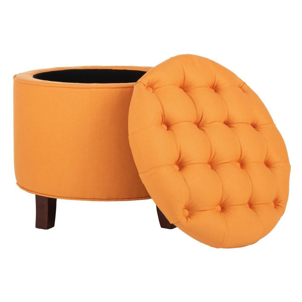 Amiela Tuffted Storage Ottoman - Tangerine - Safavieh